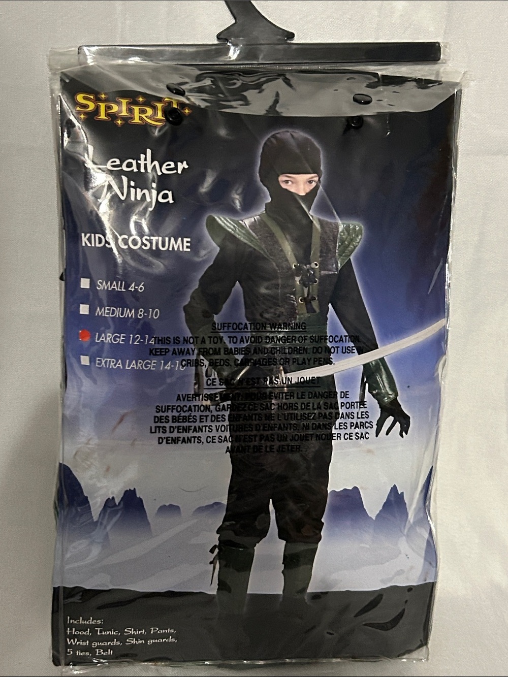 Spirit Leather Ninja Fighter Kids Costume - Black and Green Large 12-14